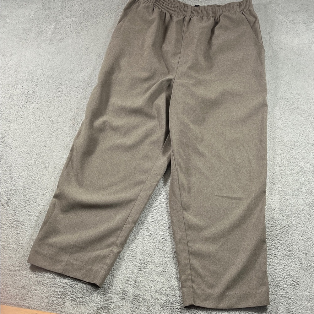 Jeno Neuman Women Pants Size 14P Brownish Elastic Waist Pull On Relax Fit Comfy